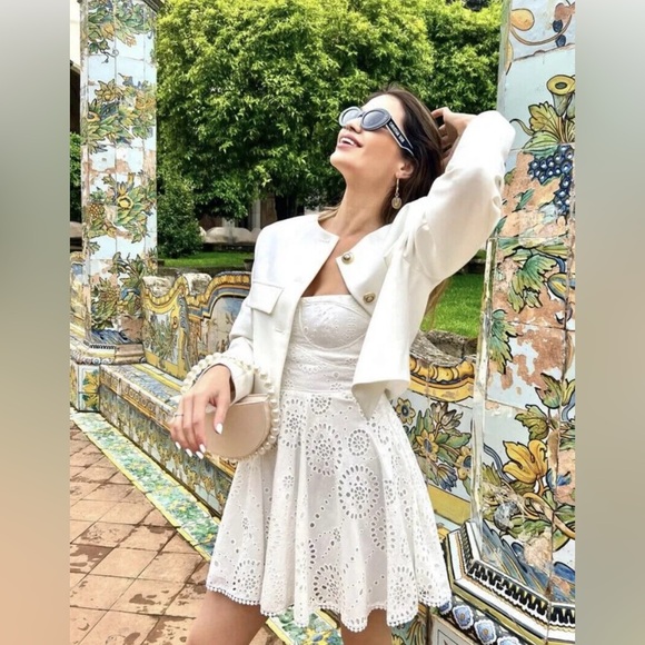 Zara mini dress Crochet Embroidered openwork boho sundress summer - Picture 9 of 16